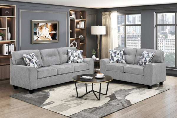 English Elm Contemporary Chenille Sofa and Loveseat Set with Pocket Coil Cushions for Living Rooms Gray B011S02475
