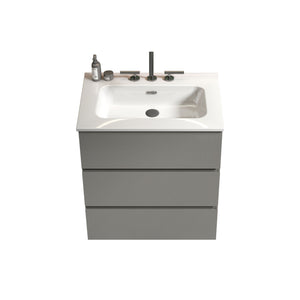 English Elm TIA 24" Wall Mount Space Grey Bathroom Vanity with Ceramic Basin, 20% More Storage, Soft-Close Drawers Gray W1865S00070