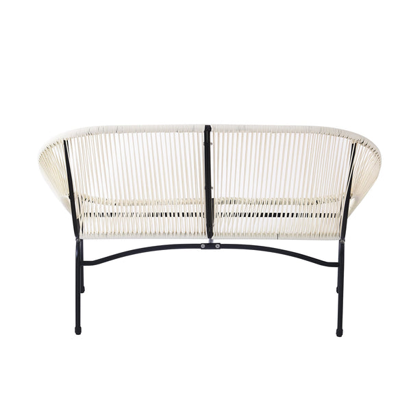 English Elm Christopher Knight Home® - NUSA Faux Wicker 3-Piece Outdoor Patio Chat Set with Rustproof Iron Frame, Curved Club Chairs & Loveseat White NUSA3PCSETWHI