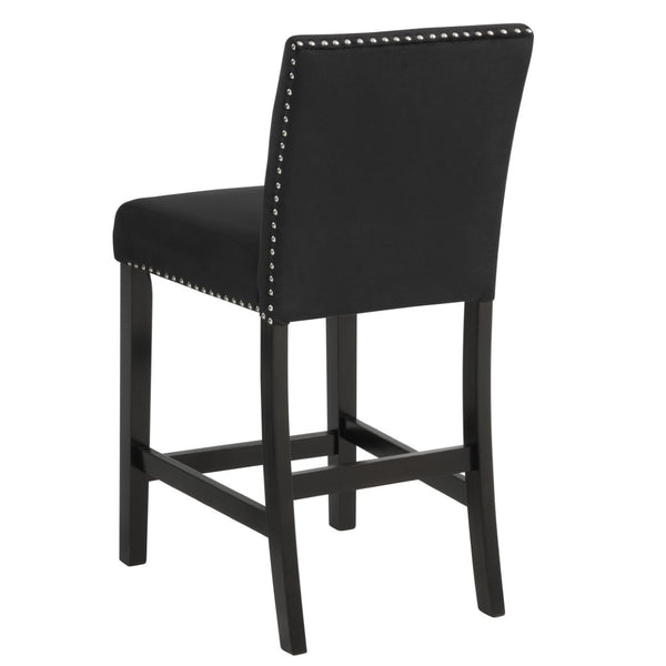 English Elm 5pc Counter Height Square Faux Marble Table Tufted Velvet Chair Set Dining Room B011P446667