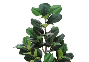 English Elm Artificial Fiddle Leaf Fig Tree, 49" Tall Faux Plant With Real-Touch Leaves In Black Pot - Perfect For Home Décor! B2710P220030