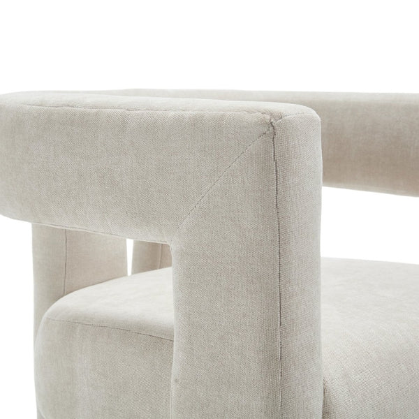 English Elm United We Win Chenille Barrel Accent Armchairs Set of Two for Living Room Dining Beige W1568P389268