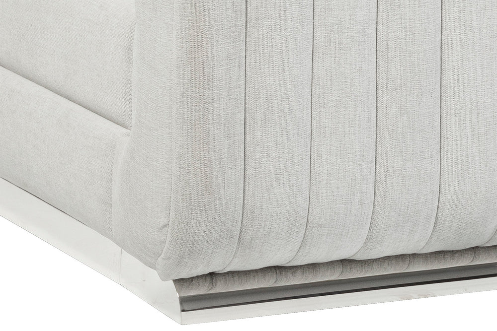 Sunpan Hylan Elegant Platform Bed with Channel Tufted Headboard & Polished Stainless Steel Frame King