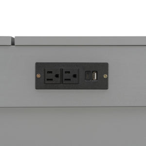 English Elm Queen Murphy Wall Bed Cabinet with Storage Drawer Built-in Power Outlets Usb Ports Gray LP000400AAE-1