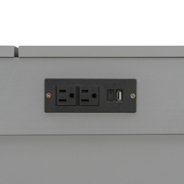 English Elm Queen Murphy Wall Bed Cabinet with Storage Drawer Built-in Power Outlets Usb Ports Gray LP000400AAE-1