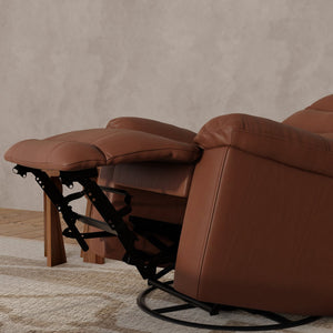 English Elm Global Home Swivel Glider Recliner In Oslo Pecan - Luxurious Comfort With 360° Motion & Leather Finish B339P333952