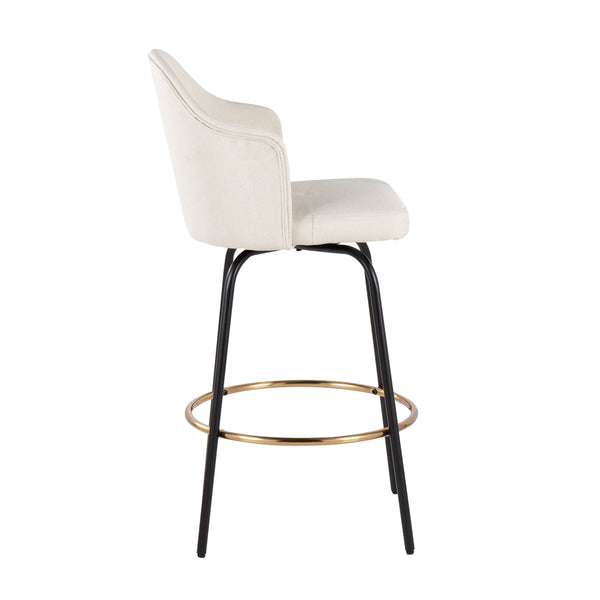 English Elm Ahoy Contemporary Counter Stool Set Of 2 With Black Metal Legs And Gold Footrest For Modern Spaces B202S00148