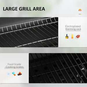 English Elm Outsunny Charcoal Grill Outdoor Bbq Cooker with Side Table Wheels and Storage Shelf W2225P174313