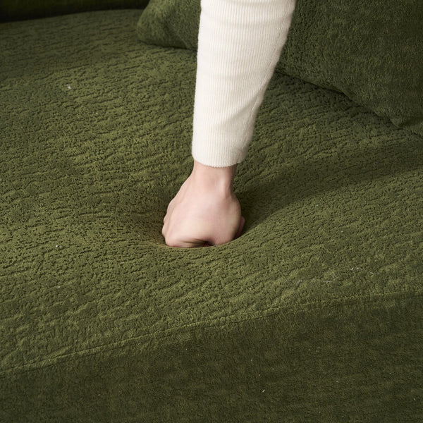 English Elm LY-025S Curved Loveseat Sofa Compact 65" chenille upholstery, 30D foam with spring core, 300lb capacity, 3 pillows, apartment-friendly Antique Green,Green W2231P292604
