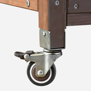 English Elm K&K 64.9" Outdoor Potting Bench with 1.2" Stainless Steel Top, Lockable Wheels, Hutch & Drawers Brown N707P228274Z