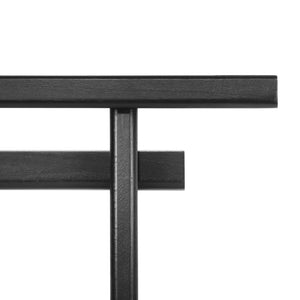 English Elm Mirod Wood Veneer Geometric Console Table Sculptural Sled Base for Entryway Hallway N760P321811B