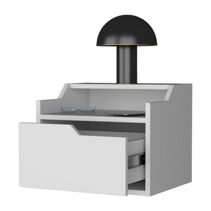 English Elm Florence Floating Nightstand - Wall-Mounted Drawer & Dual Shelves, Modern Macadamia to Gray Finishes B128P148710