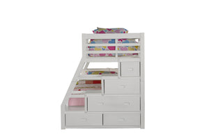 English Elm Jason Twin/Full Bunk Bed with Under-Drawer Storage, Convertible Pine Frame, Safety Guardrail and Ladder White 83 L x 14 W x 5 H B2726S00491