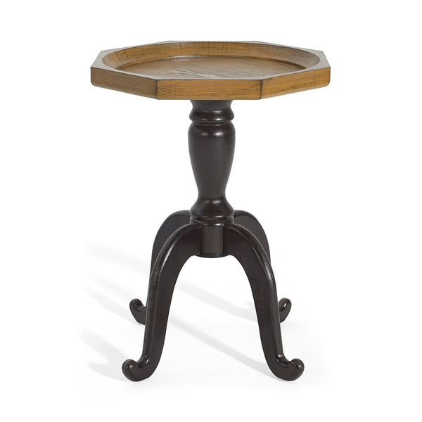 English Elm Christopher Knight Home® - End Table French Country Black & Natural Octagonal Lipped Top with Ornate Spider Leg Base, 25" H N771P328546B
