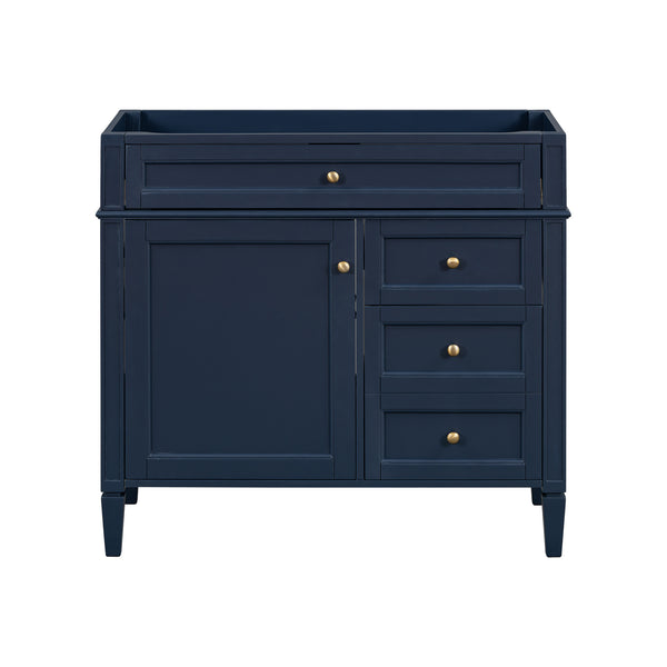 English Elm 36'' Modern Bathroom Vanity Cabinet with Tip-Out Drawer, Adjustable Shelf, Smooth Metal Slides, Solid Wood Frame Blue N710P186084C