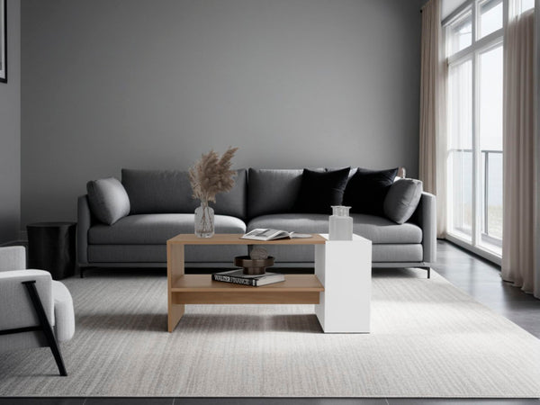 English Elm Corsica Two-tone Coffee Table with Open Shelf for Modern Living Room Decor B092P474478