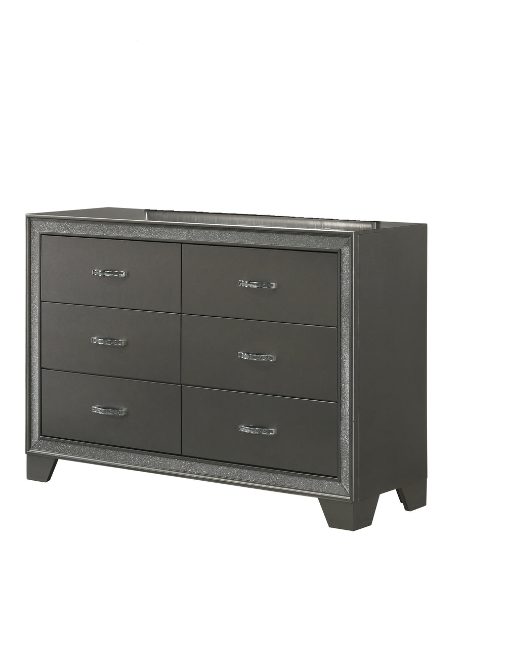 English Elm Contemporary Sparkling Accent Five-Drawer Chest with Sleek Dark Brown Finish, Stylish Bedroom Storage Dark Gray 60.63 L x 19.57 W x 37.01 H B2741P345259