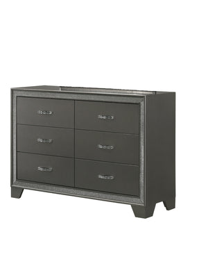 English Elm Contemporary Sparkling Accent Five-Drawer Chest with Sleek Dark Brown Finish, Stylish Bedroom Storage Dark Gray 60.63 L x 19.57 W x 37.01 H B2741P345259