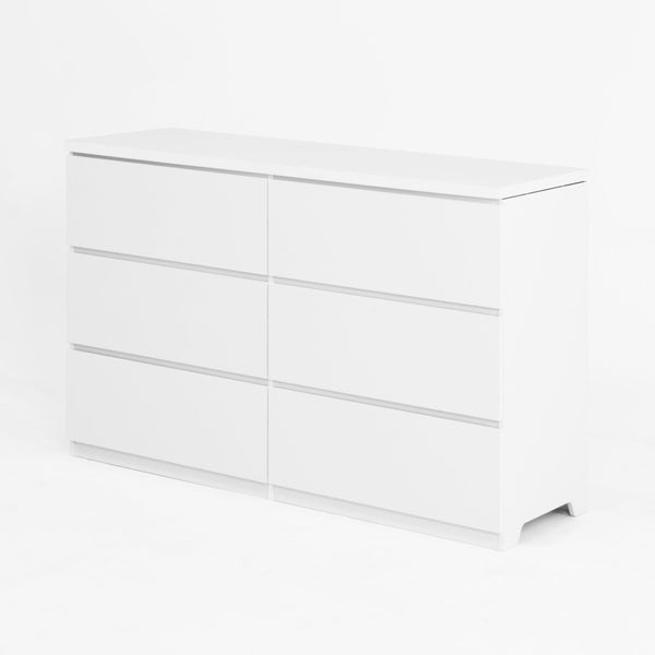 English Elm Modern Six Drawer Dresser with Wave Panel Fronts Handleless Design for Bedroom W409P371346