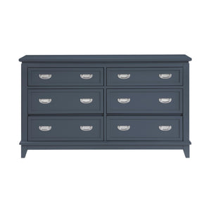 English Elm Navy Six Drawer Wooden Dresser with Dovetail Joinery and Nickel Pulls for Bedroom B011P462895