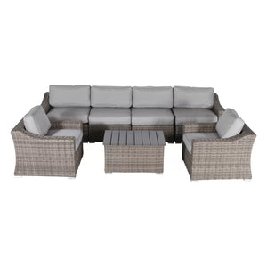 English Elm Fully Assembled 6-Person All-Weather Wicker Sectional Set With Cushions For Elegant Outdoor Relaxation B120S00016