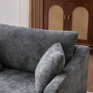 English Elm 43.9" Oversized Chenille Accent Chair with Bolster Pillows Farmhouse Living Room Seat Charcoal W3098P419126