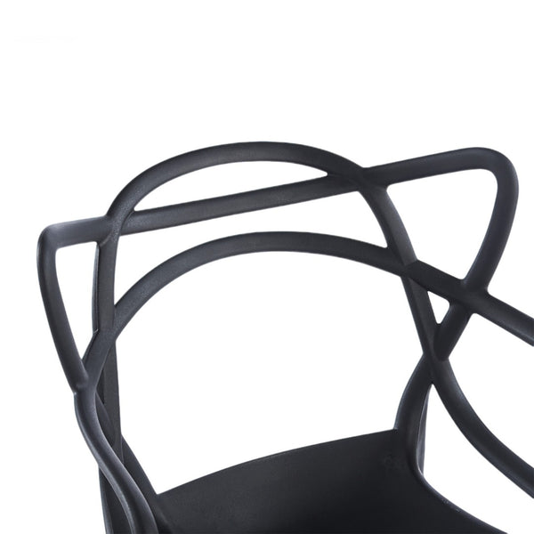 English Elm Pvc Sleek Matte Black Dining Chair Set of 4 for Kitchen Studio or Cafe Use W3766P436153