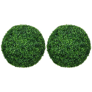 English Elm HOMCOM Realistic Set of 2 19.75" Boxwood Topiary Balls UV-Safe Outdoor Indoor Faux Plants Decor W2225P229587