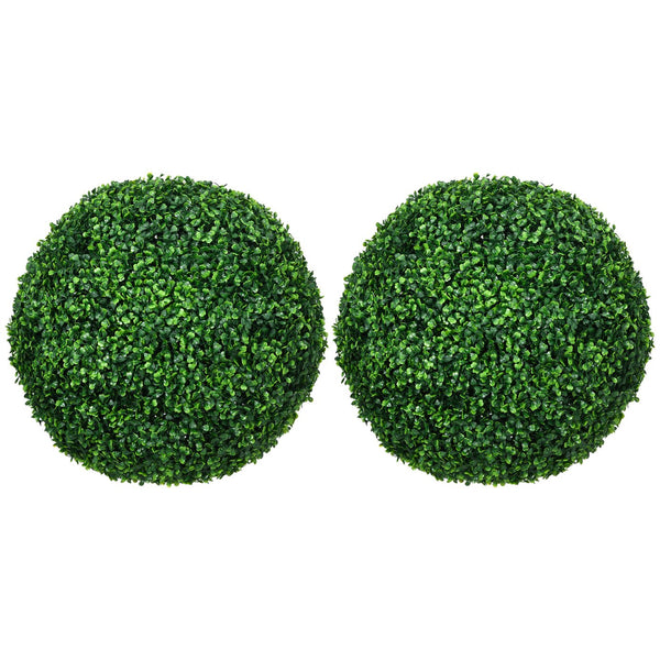 English Elm HOMCOM Realistic Set of 2 19.75" Boxwood Topiary Balls UV-Safe Outdoor Indoor Faux Plants Decor W2225P229587