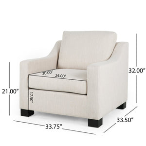 English Elm Christopher Knight Home® - Contemporary Beige Fabric Club Chair with Plush Polyester Upholstery, Birch Legs & Curved Arms (98) N758P268286A