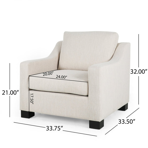 English Elm Christopher Knight Home® - Contemporary Beige Fabric Club Chair with Plush Polyester Upholstery, Birch Legs & Curved Arms (98) N758P268286A