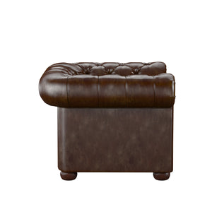 Homelegance By Top-Line Pietro Tufted Scroll Arm Chesterfield Chair Brown Bonded leather