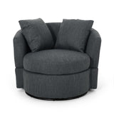 Christopher Knight Home® - Noble House - Smyrna Contemporary Upholstered Swivel Club Chair, Charcoal and Black