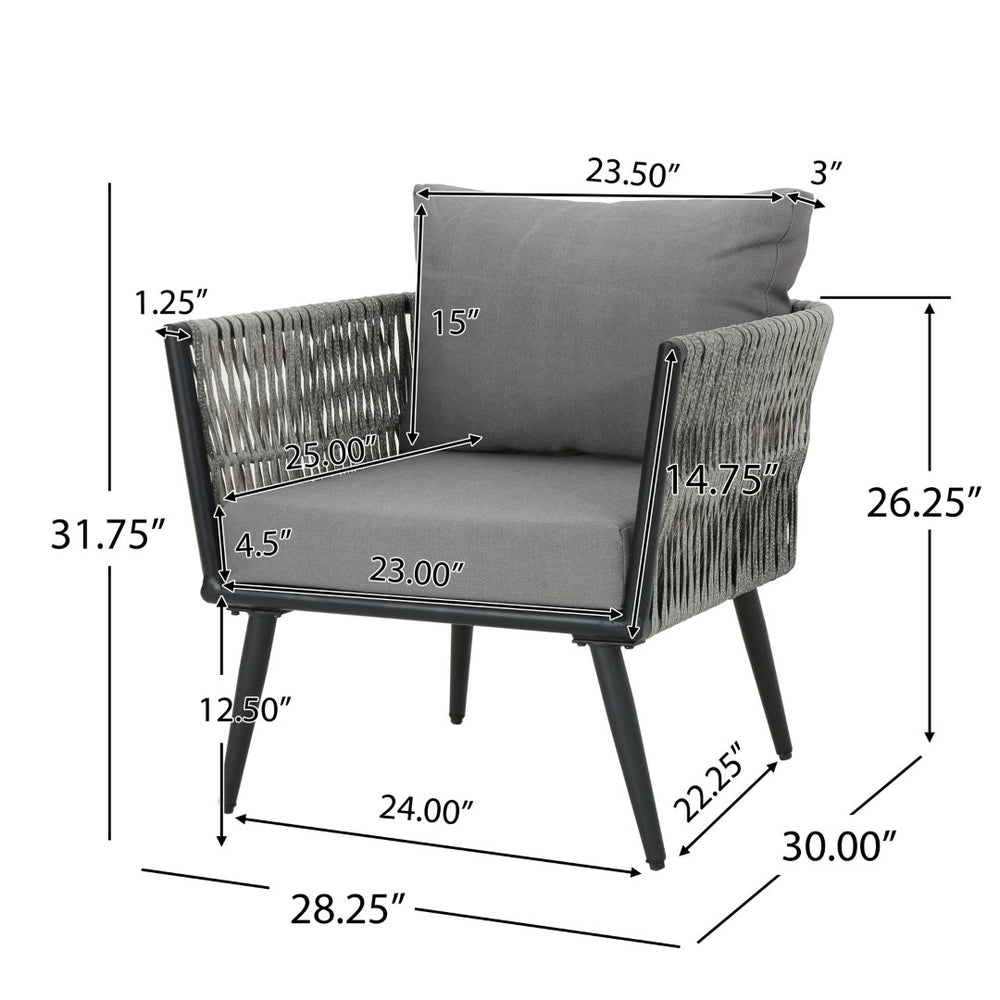 English Elm Oceanus Outdoor Club Chair Aluminum Frame Wicker Weave Mid-century Patio Lounge Seat 62734.00DGRY
