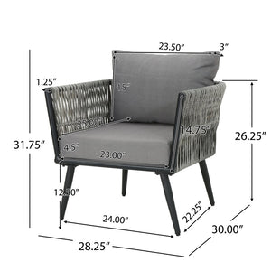 English Elm Oceanus Outdoor Club Chair Aluminum Frame Wicker Weave Mid-century Patio Lounge Seat 62734.00DGRY