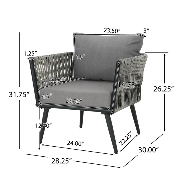 English Elm Oceanus Outdoor Club Chair Aluminum Frame Wicker Weave Mid-century Patio Lounge Seat 62734.00DGRY
