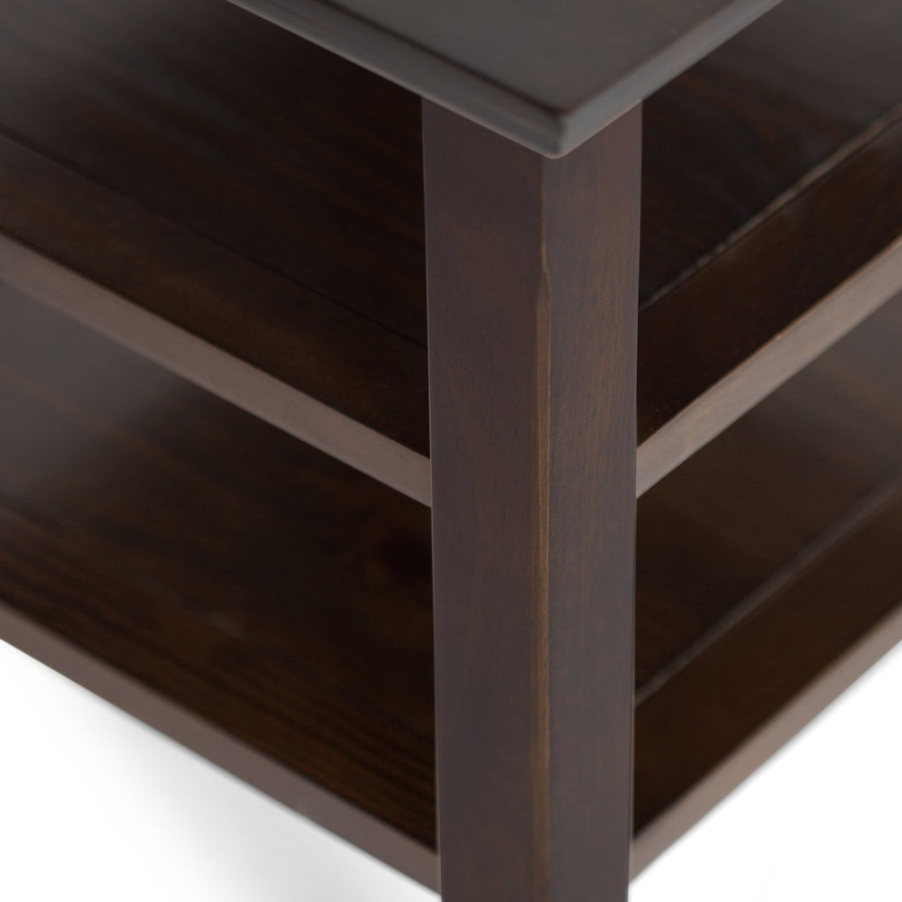 English Elm Acadian End Table - Solid Wood Beauty In Rich Brunette Brown With 2 Open Shelves For Storage B136P159398