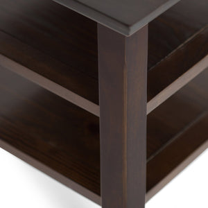 English Elm Acadian End Table - Solid Wood Beauty In Rich Brunette Brown With 2 Open Shelves For Storage B136P159398