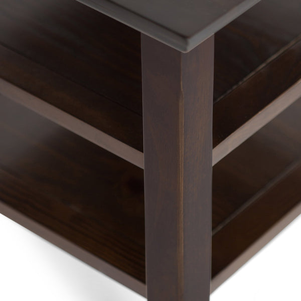 English Elm Acadian End Table - Solid Wood Beauty In Rich Brunette Brown With 2 Open Shelves For Storage B136P159398