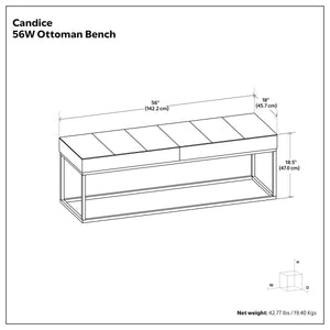 English Elm Candice Full-grain Leather Bench with Metal Base for Bedroom or Entryway B136P436947