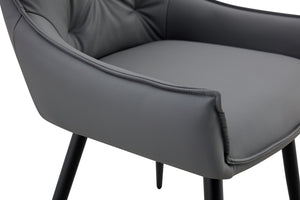 English Elm Dining Chairs Set Of 2, Stylish Dark Gray Faux Leather With Gold Accent, Perfect For Modern Spaces W3493P359767