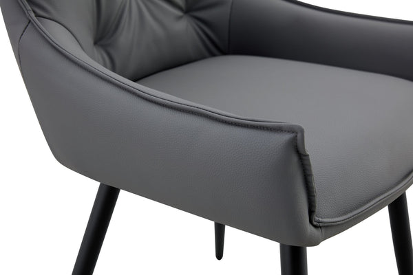 English Elm Dining Chairs Set Of 4 - Modern Dark Gray Faux Leather With Gold Mesh & Black Metal Legs, Ergonomic Comfort W3493P356447