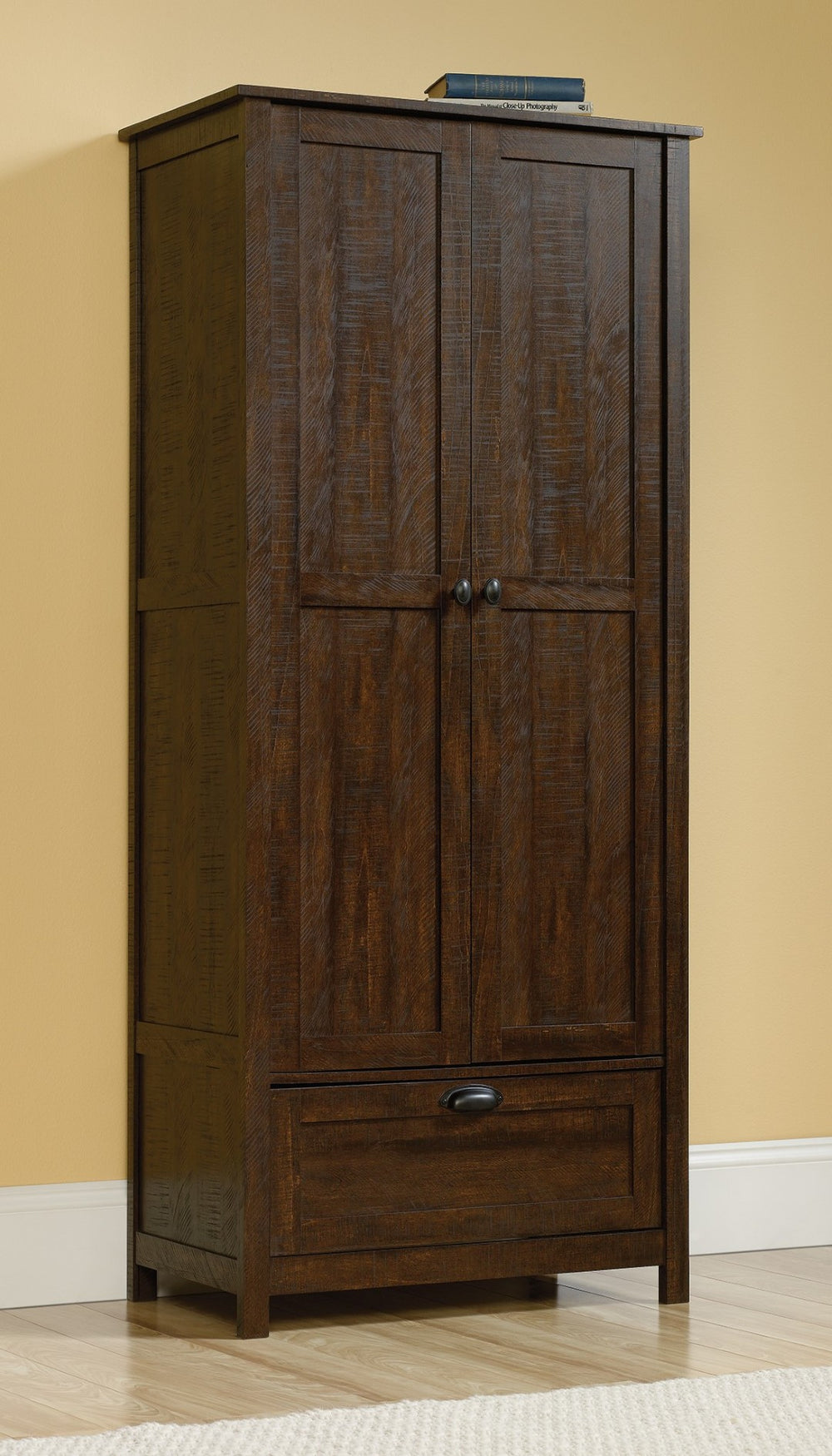 English Elm Storage Cabinet - Compact Walnut Organizer With Adjustable Shelves & Hidden Drawer For Small Spaces B356P367773-GIGA