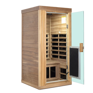English Elm One Person Far Infrared Cedar Indoor Sauna with Glass Door and Bluetooth Audio W632S00015