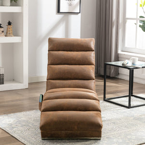 English Elm Linen Ergonomic Massage Chaise Lounge with Remote, 140° Recliner Long Lounger for Office Home W395P184846