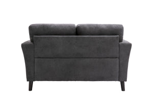 English Elm Damiano Woven Gray Fabric Loveseat with Solid Wood Legs and Pocket Coil Support B2749S00147