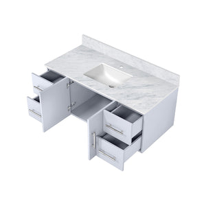 English Elm Glossy Modern White Bath Vanity 48" W x 22" D with Carrara Marble Top, Soft-Close Drawers, Durable B2731P258491