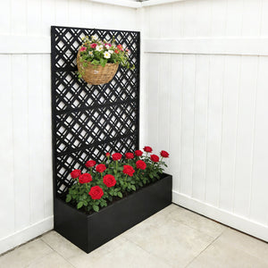 English Elm Metal Raised Garden Bed with Integrated Trellis for Patio Privacy and Climbing Plants W1586P455882