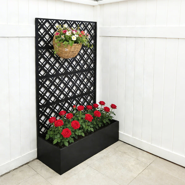 English Elm Metal Raised Garden Bed with Integrated Trellis for Patio Privacy and Climbing Plants W1586P455882