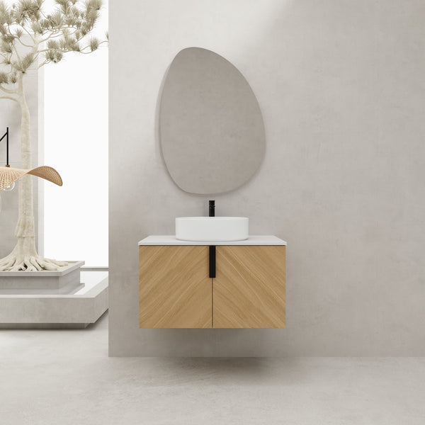 English Elm 30" Elegant Wall-Mounted Bathroom Vanity With Ceramic Sink & Soft-Close Doors For Modern Spaces W999S00443